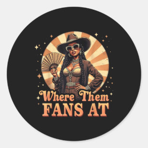 Sticker Rond Où Ils Fans À Cowgirl Retro Western Graphic