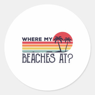 Sticker Rond Où Mes Plages À Retro Vintage Beach Vacances S
