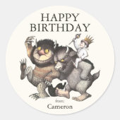 Sticker Rond Où sont les choses sauvages | Joyeux anniversaire (Devant)