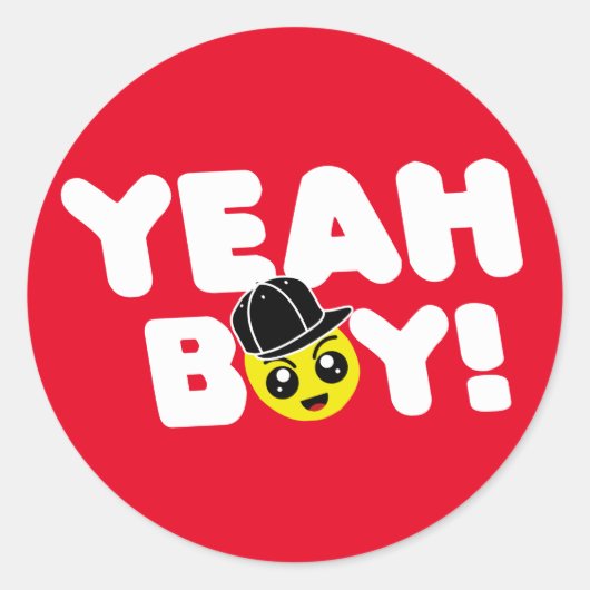 Sticker Rond Ouais Garçon Emoji Face Bashin Bros Gamer (Devant)