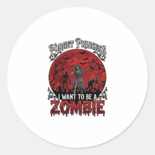Sticker Rond Oublier Princesse Zombie Lune de Sang Cimetière Ch