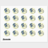 Sticker Rond OUBLIEZ-MOI NOTES MONOGRAM, MARIAGE PARTI bleu (Feuille)