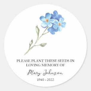 Sticker Rond Oubliez-moi pas Memorial Funeral Seed Packet