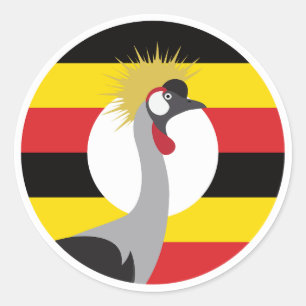 Sticker Rond Ouganda Grue africaine drapeau animal national oug