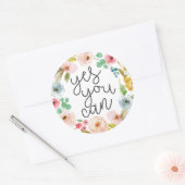 Sticker Rond Oui, Citation Inspirationnelle (Enveloppe)