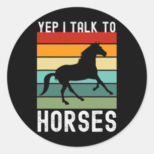 Sticker Rond Oui Je Parle À Chevaux Agriculteur Animal Horseck