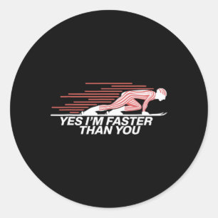 Sticker Rond Oui, je suis plus rapide que vous en ski alpin