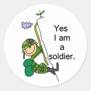 Sticker Rond Oui, je suis un soldat