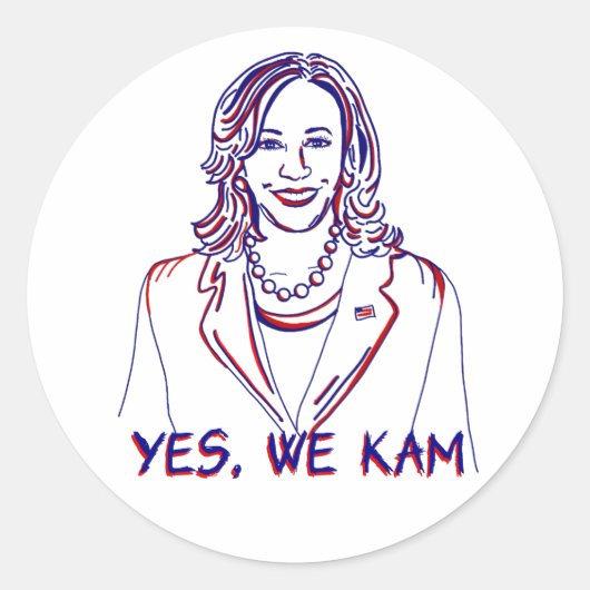 Sticker Rond Oui, Nous Kam ! Élection de Kamala Harris 2024 (Devant)