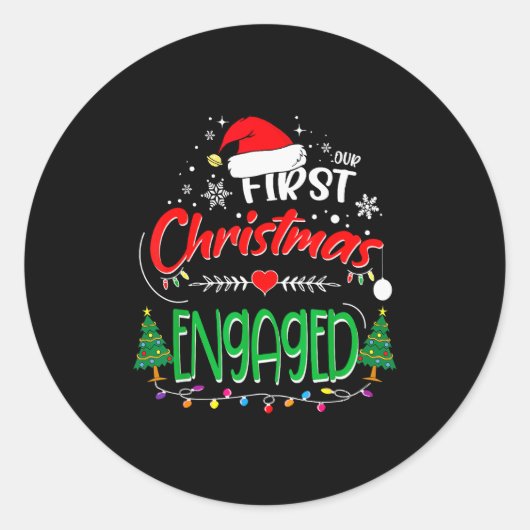 Sticker Rond Our First Christmas Engaged 2021 1st Christmas (Devant)