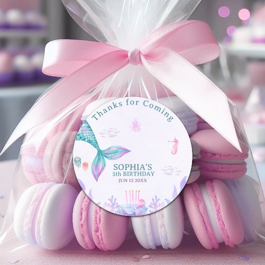 Sticker Rond Our Little Mermaid Funny Birthday Party