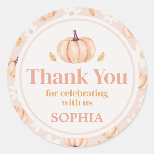 Sticker Rond Our Little Pumpkin Birthday Party (Devant)