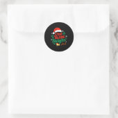 Sticker Rond Our Team Sleighs Christmas Reindeers Santa's Worke (Sac)