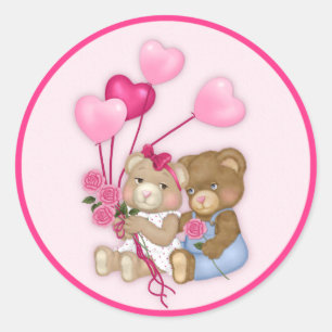 Sticker Rond Ours amoureux
