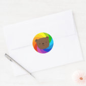 Sticker Rond Ours arc-en-ciel (Enveloppe)