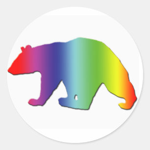 Sticker Rond Ours arc-en-ciel