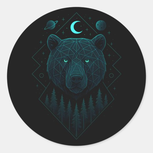 Sticker Rond Ours Astral - Puissance Cosmique (Devant)