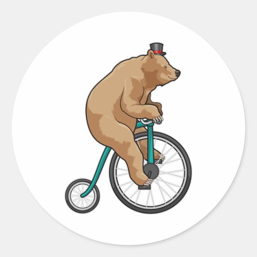Sticker Rond Ours au cirque à vélo (Devant)
