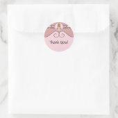 Sticker Rond Ours Avec Cupcake Rose Stick Cone Waffle (Sac)