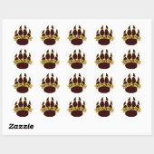 Sticker Rond OURS Bear Paw - Or & Brown (Feuille)
