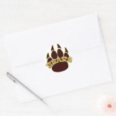 Sticker Rond OURS Bear Paw - Or & Brown (Enveloppe)