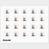 Sticker Rond Ours blanc mignon Avec Fleur (Feuille)