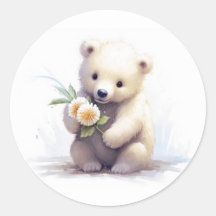 Ours blanc mignon Avec Fleur