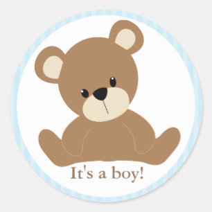 Sticker Rond Ours bleu Teddy