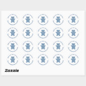 Sticker Rond Ours bleu Teddy (Feuille)