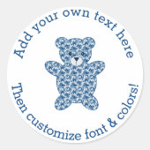 Sticker Rond Ours bleu Teddy (Devant)