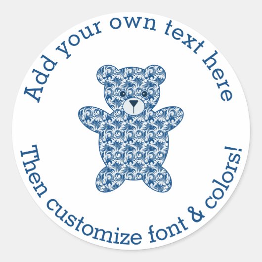 Sticker Rond Ours bleu Teddy (Devant)