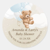 Sticker Rond Ours bleu Teddy avec ballons (Devant)