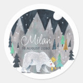 Sticker Rond Ours bois montagnes lune (Devant)