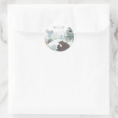 Sticker Rond Ours boisé forestier Anniversaire ou douche (Sac)