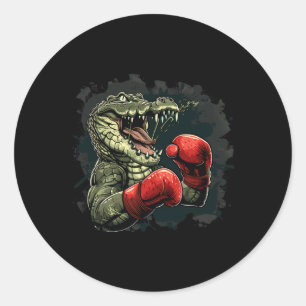 Sticker Rond Ours boxeur avec gants de boxe Kickboxing Boxe drô