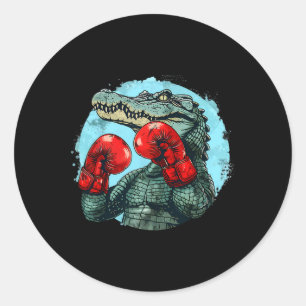 Sticker Rond Ours boxeur avec gants de boxe Kickboxing Drôle Bo