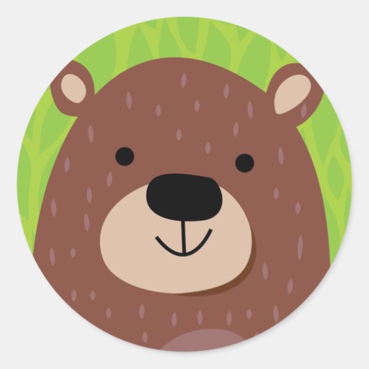 Sticker Rond Ours Brown - Amis des bois (Devant)