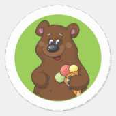 Sticker Rond Ours Brown Avec Crème Glaciaire (Devant)