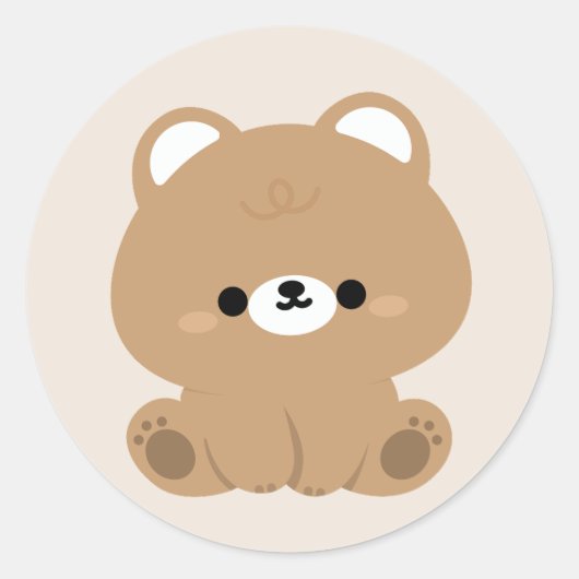 Sticker Rond Ours Brown mignon (Devant)