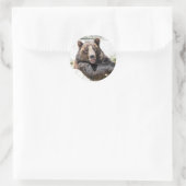 Sticker Rond Ours Brown souriant (Sac)