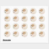 Sticker Rond Ours Brun Fatigué Mignon (Feuille)