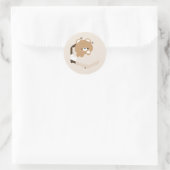 Sticker Rond Ours Brun Fatigué Mignon (Sac)