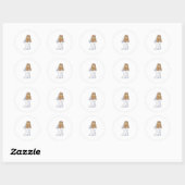 Sticker Rond Ours comme mariée avec voile (Feuille)