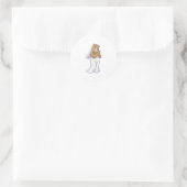 Sticker Rond Ours comme mariée avec voile (Sac)