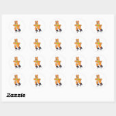 Sticker Rond Ours comme patineur avec patins en ligne (Feuille)