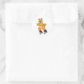 Sticker Rond Ours comme patineur avec patins en ligne (Sac)