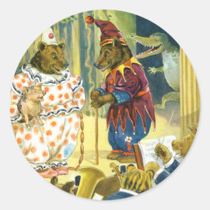 Sticker Rond Ours dans une reconstitution historique de Noël