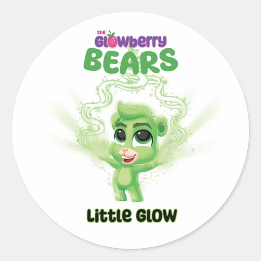 Sticker Rond Ours de fraise Dusty Petit Glow (Devant)