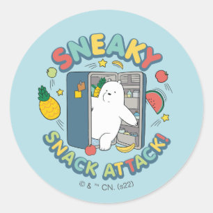 Sticker Rond Ours De Glace - Attaque Snack Sneaky!