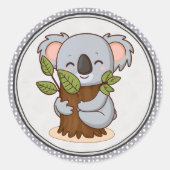 Sticker Rond Ours de koala accroché à l'arbre (Devant)